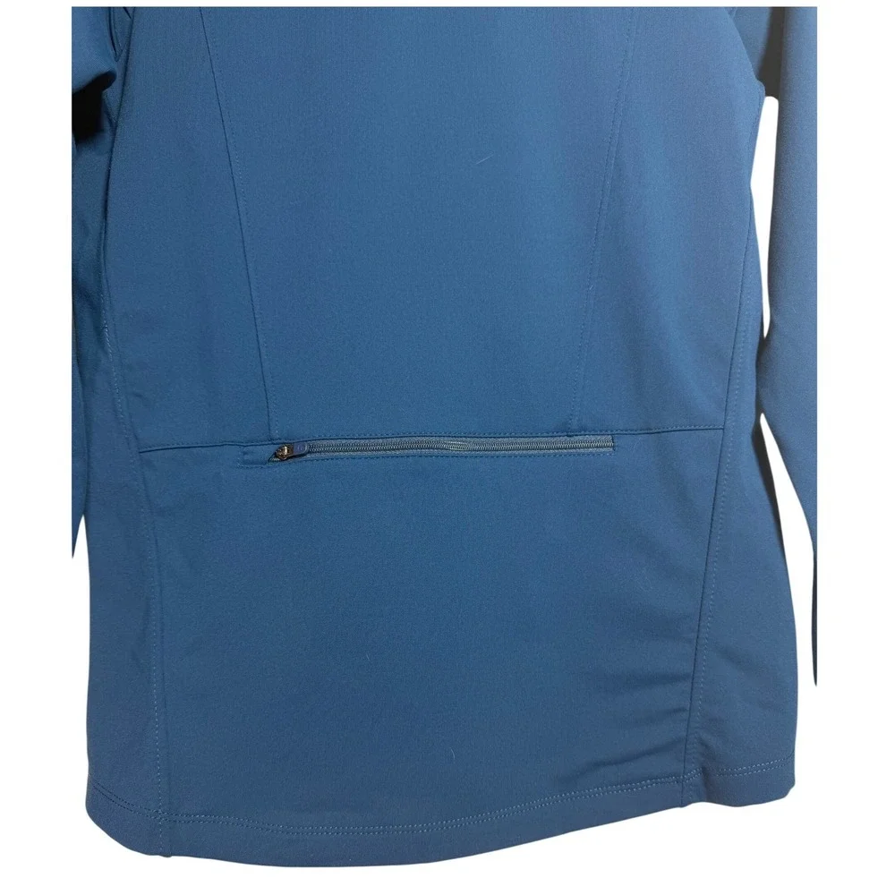 Oiselle Running Jacket Women's Size 2 Teal Blue Pleated Shoulder Full Zip Thumb